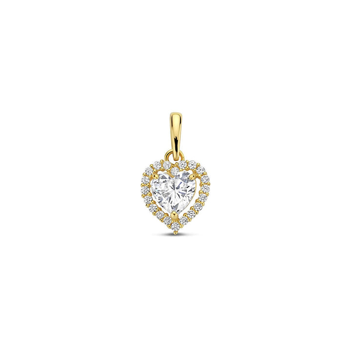 Gouden hanger met hart en zirkonia – 14k, entourage zetting