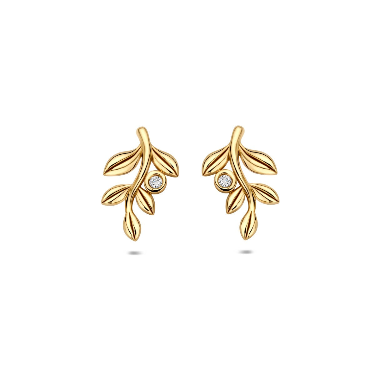 14k Geelgouden oorknoppen met lab grown diamant