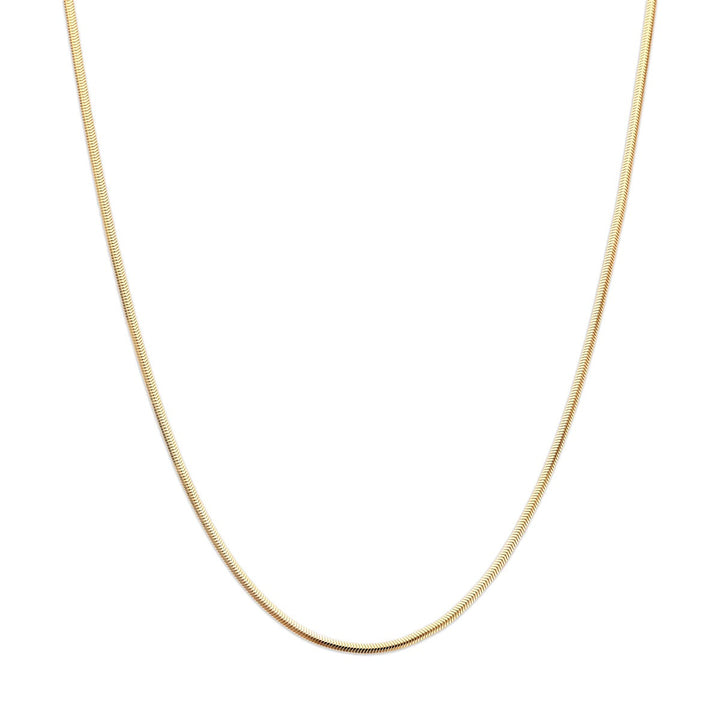 Collier en or jaune 14 carats avec un design serpent, fin et lisse.
