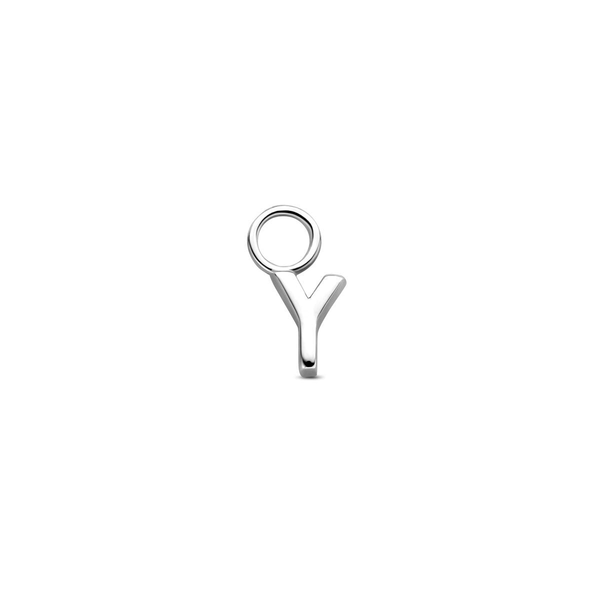 Boucle d'oreille en argent rhodié en forme de lettre Y.