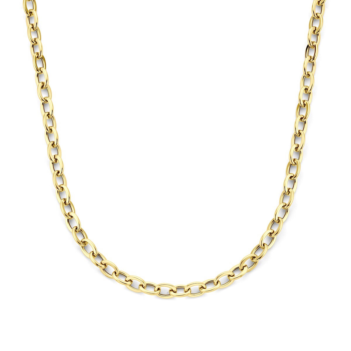 Collier en or jaune 14 carats avec maillons ronds et rectangulaires de 8,5 mm.