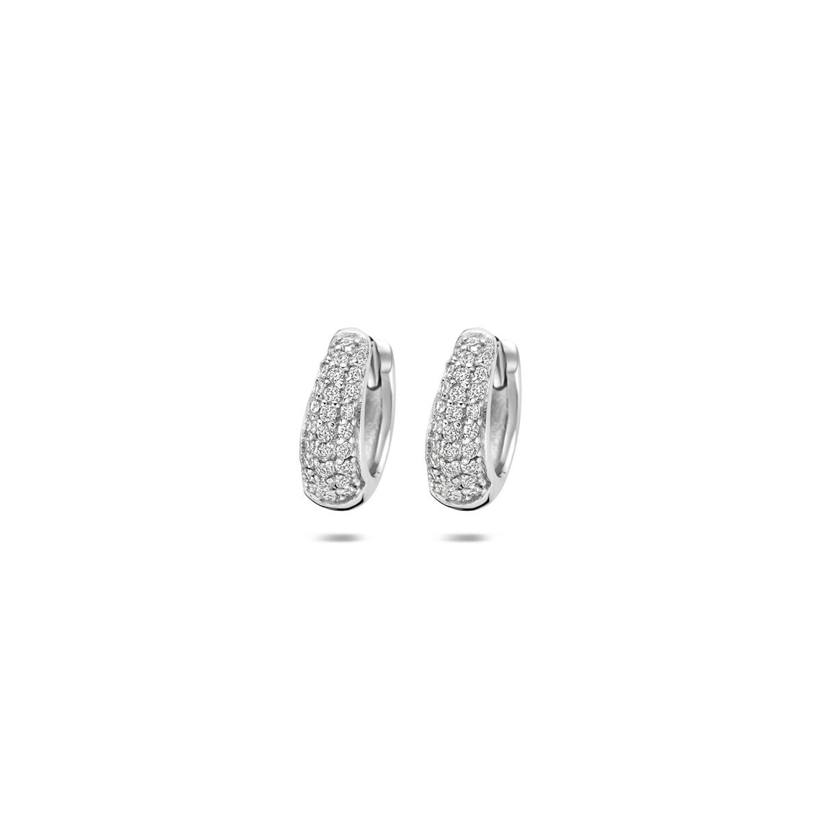 Boucles d'oreilles en argent 925 rhodié ornées de zirconiums brillants.