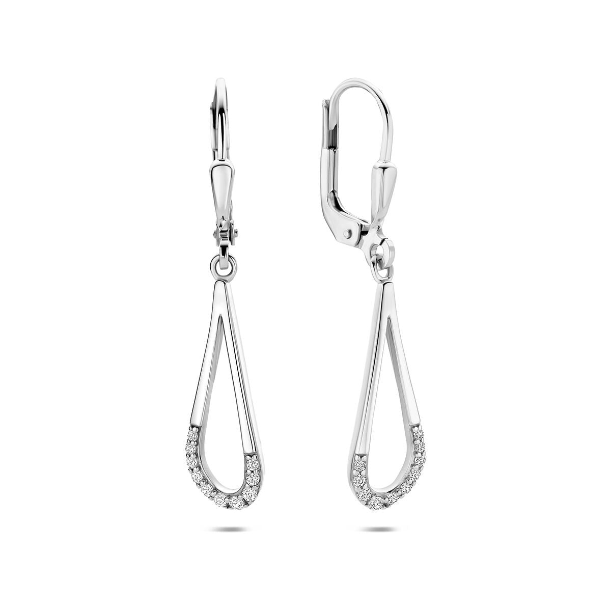 Gerhodineerd 925 zilveren druppel oorhangers met zirkonia