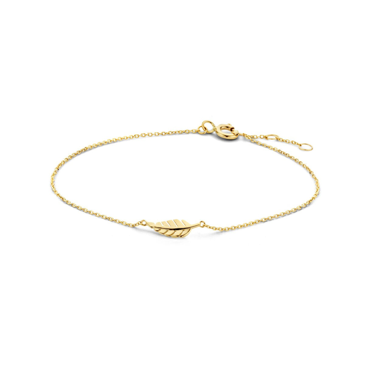Bracelet en or jaune 9 carats avec motif de feuille.