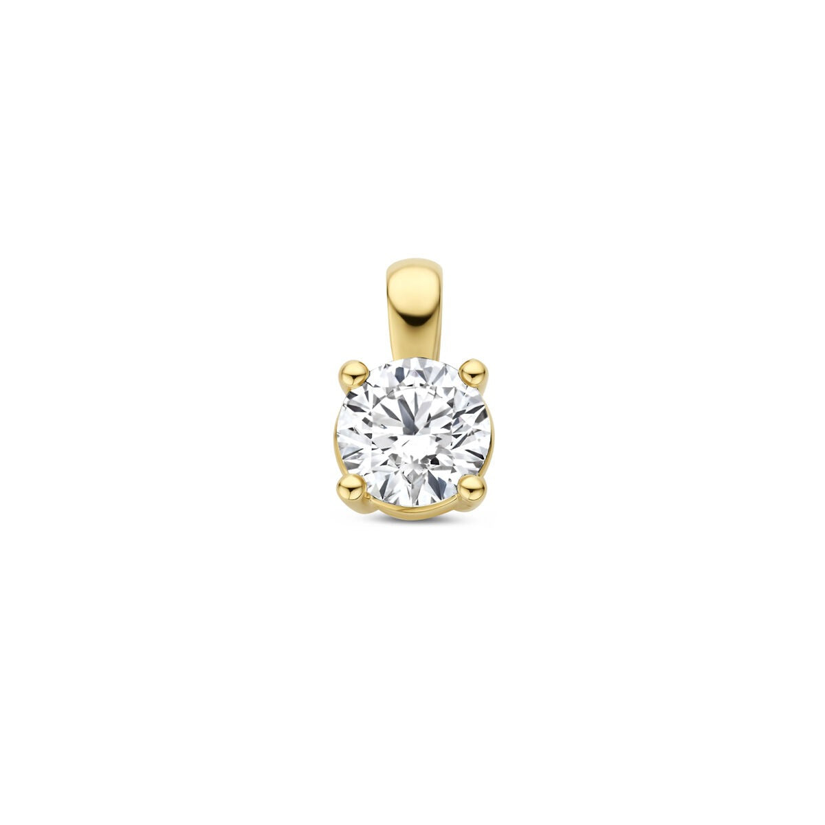 Pendentif en or jaune 14 carats avec un diamant lab grown, taille brillant.