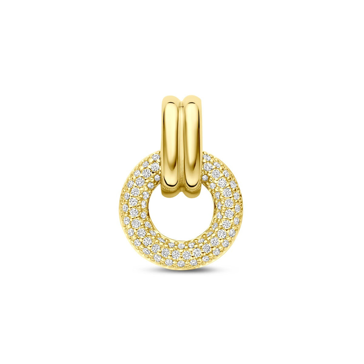 Pendentif en or jaune 14 carats avec un cercle orné de diamants de 0,19 ct.
