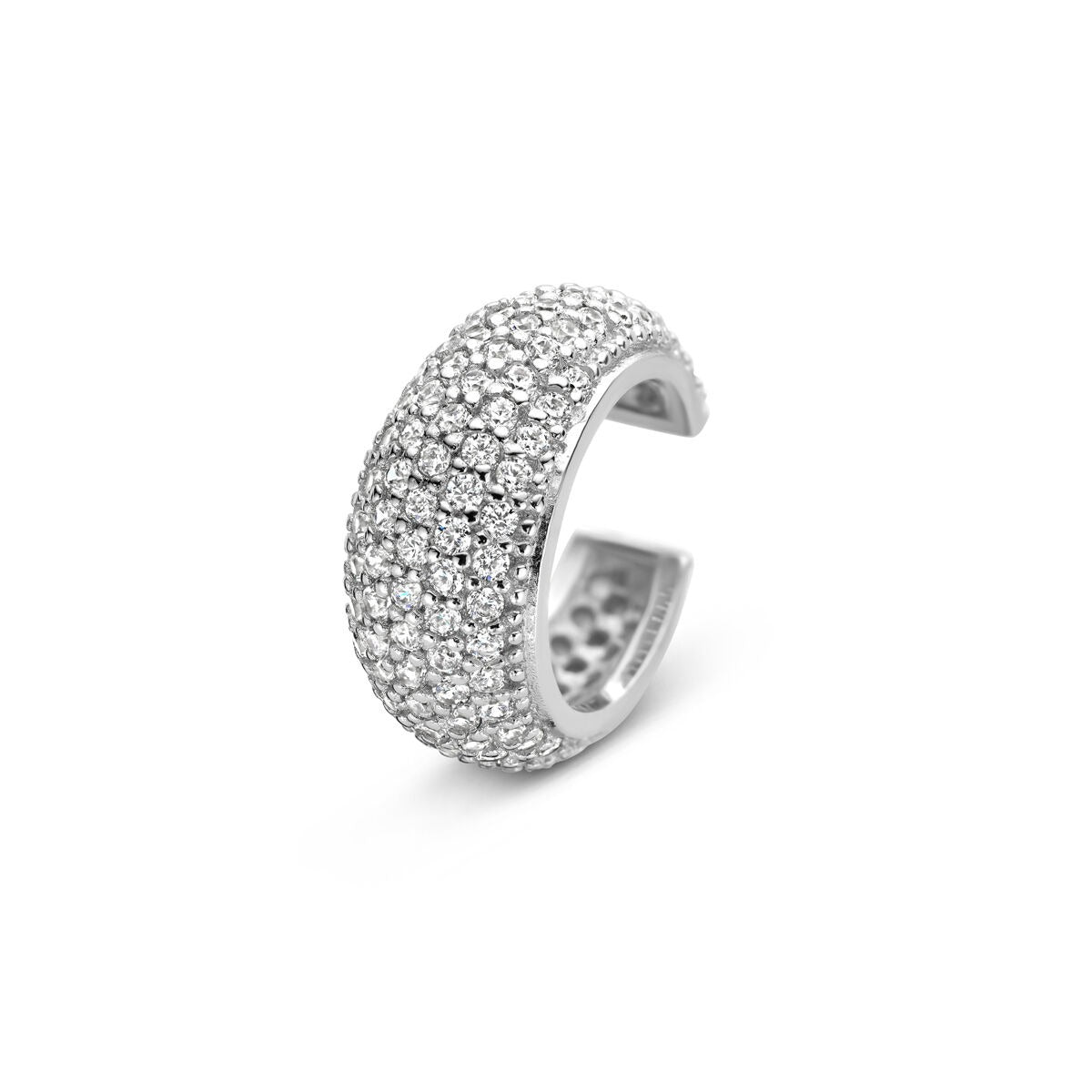 Ear cuff en argent rhodié en argent 925, orné de zirconiums brillants.