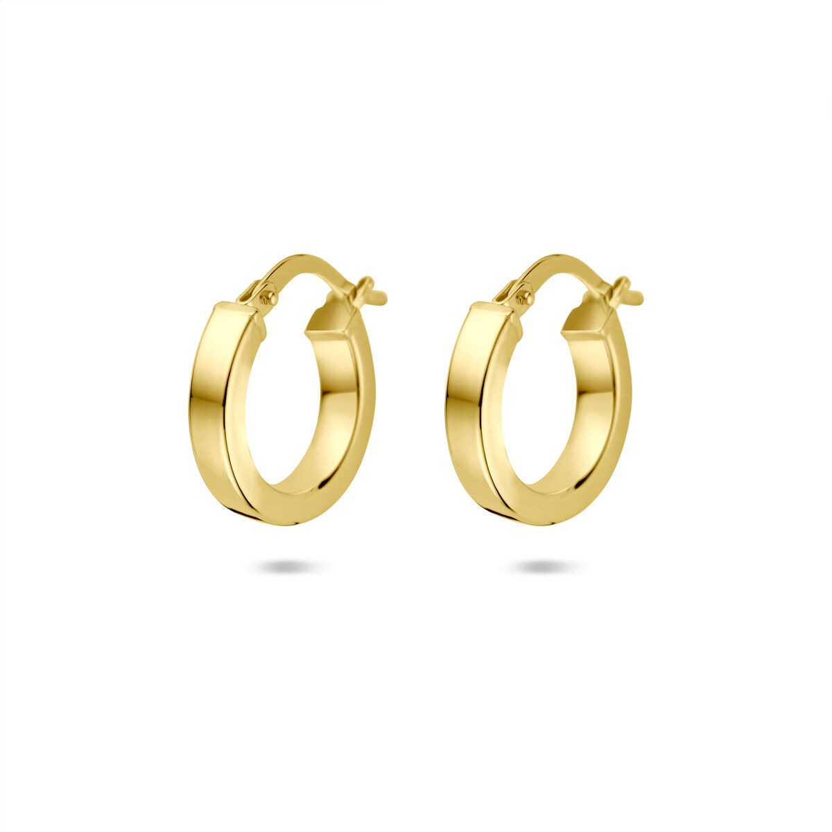 Boucles d'oreilles en or jaune 14k avec fermeture à charnière, largeur de 3 mm.