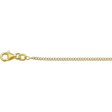 Collier gourmette en or jaune 9 carats, ajustable, 1,4 mm, longueur de 41 à 45 cm.