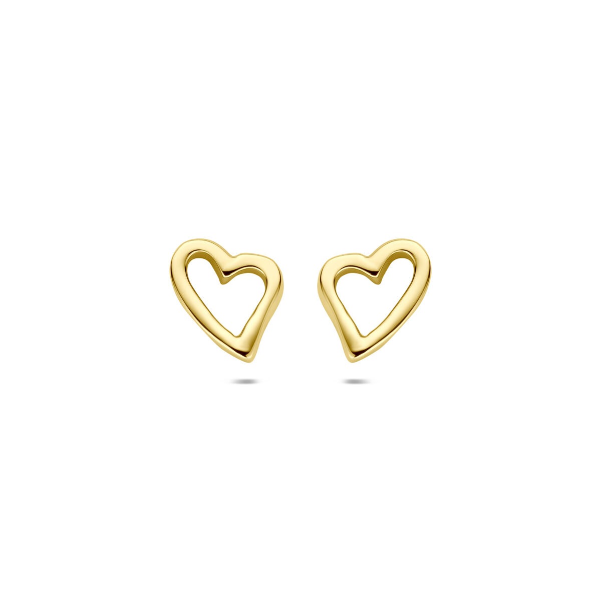 Boucles d'oreilles en or jaune 14k en forme de cœur, mesurant 10 mm.