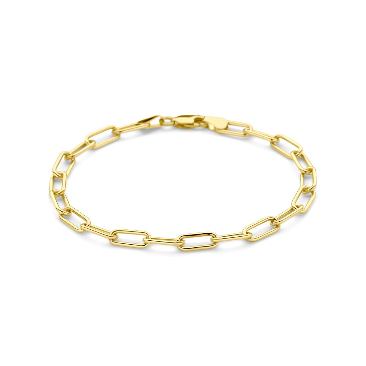 Bracelet en argent avec maillons en or 14 carats, longueur de 19 cm.
