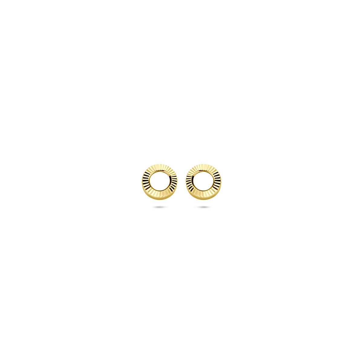 Boucles d'oreilles rondes en or jaune de 4,5 mm avec un motif texturé.