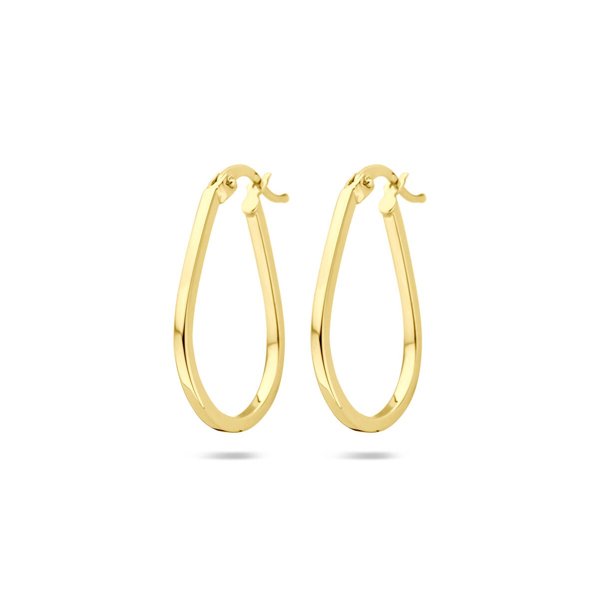Boucles d'oreilles en or jaune 14 carats, en forme de goutte, mesurant 25 x 1,6 mm.