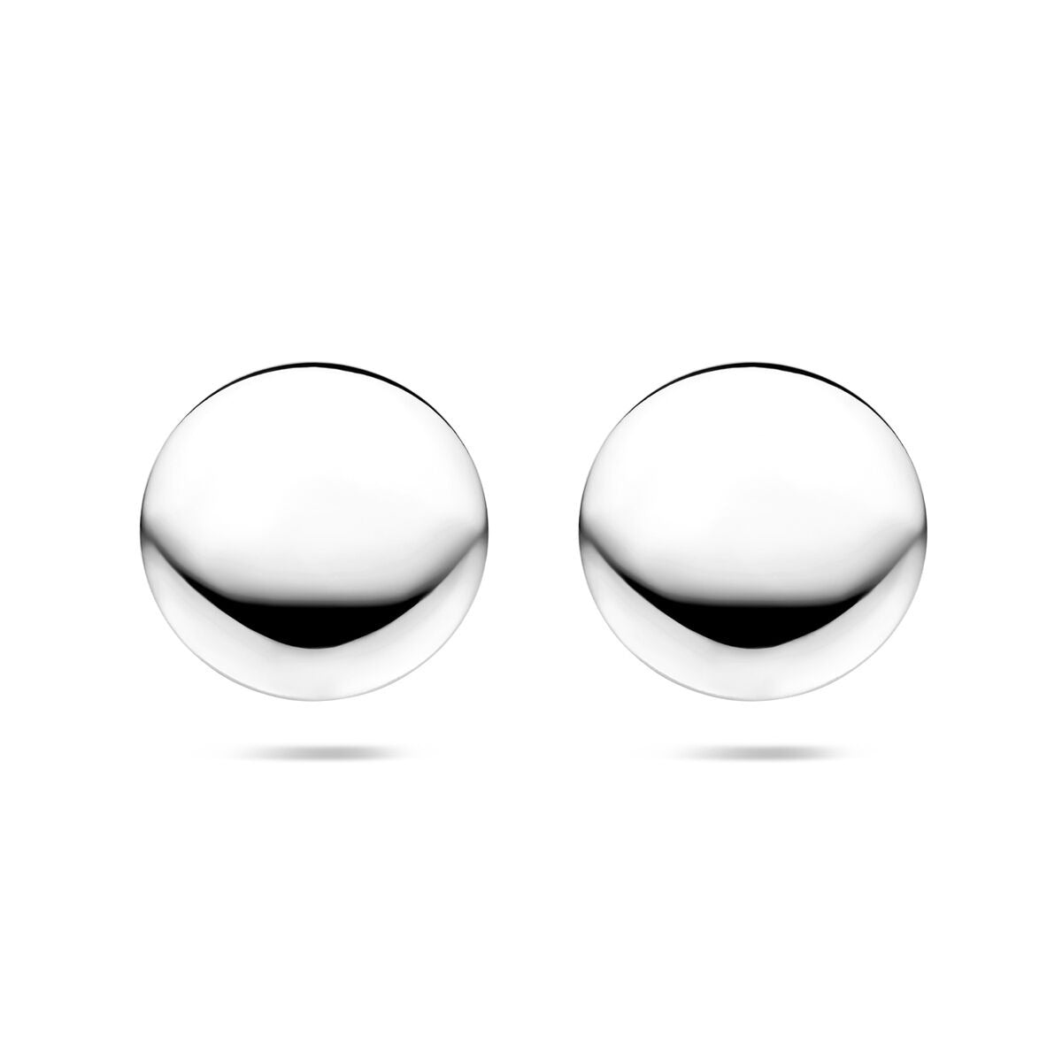 Boucles d'oreilles rondes en argent rhodié 925, avec une finition lisse et brillante.