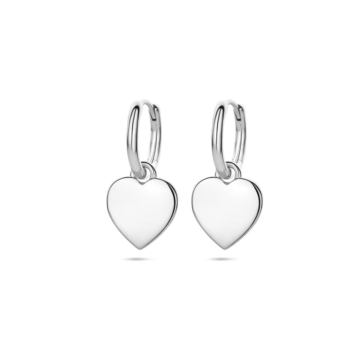 Créoles en argent rhodié avec cœur 19mm