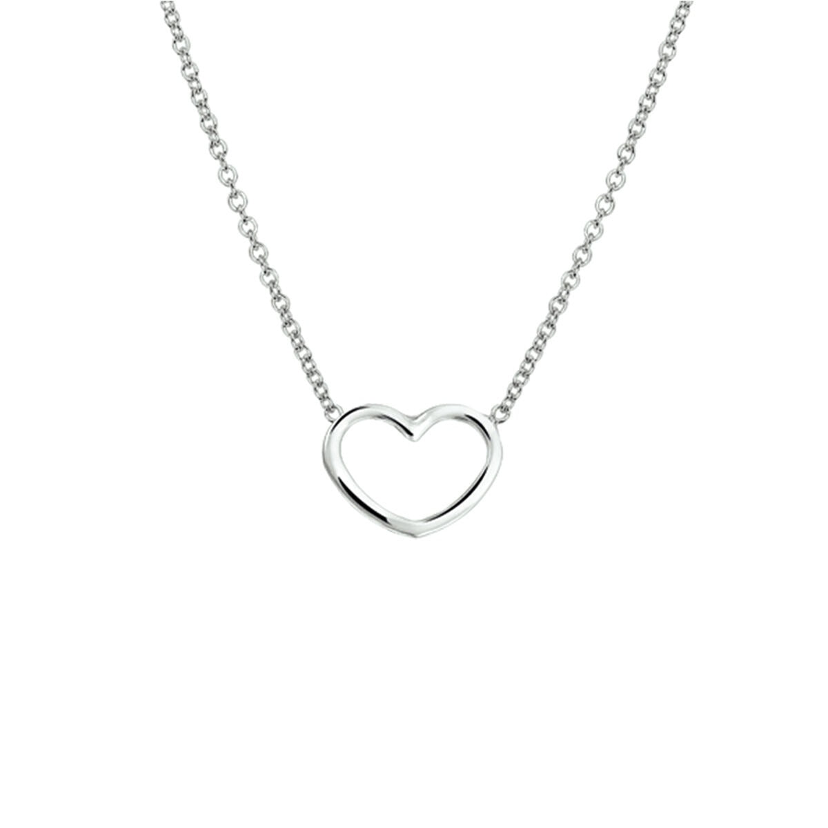 Collier en argent rhodié avec un pendentif en forme de cœur.