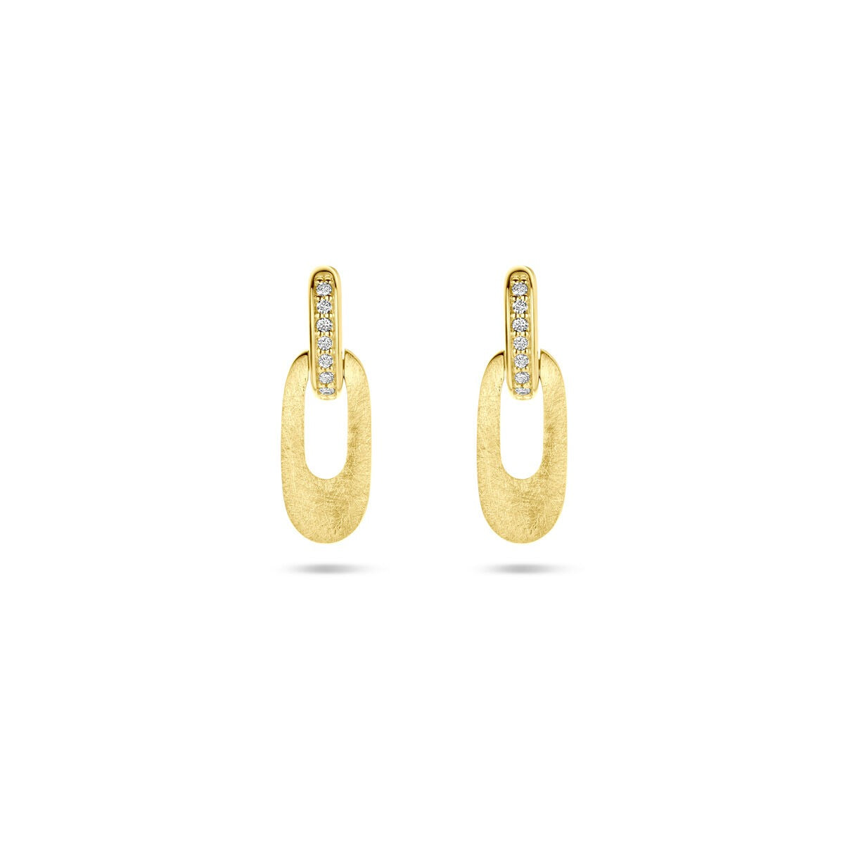 Boucles d'oreilles en or jaune 14 carats avec un diamant taillé en brillant de 0,04 ct.