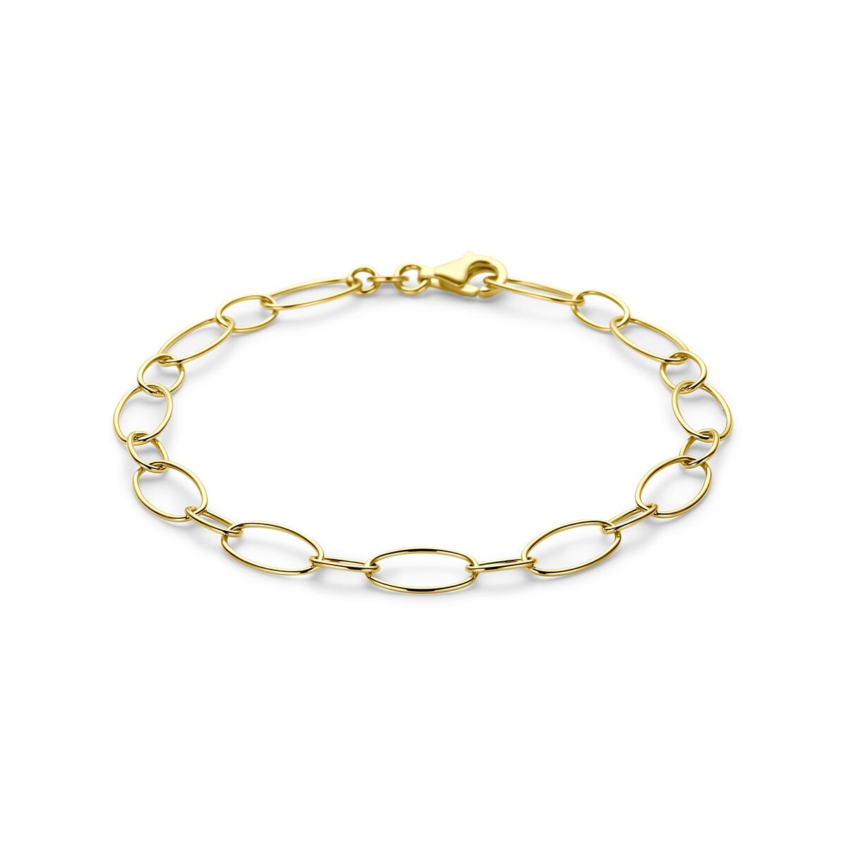Bracelet en or jaune 14 carats avec maillons en forme d'ancre.