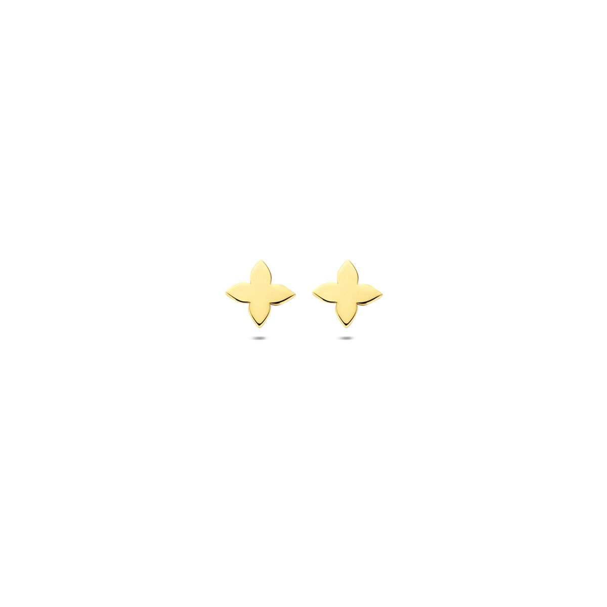 Boucles d'oreilles en or jaune 14 carats en forme de fleur.