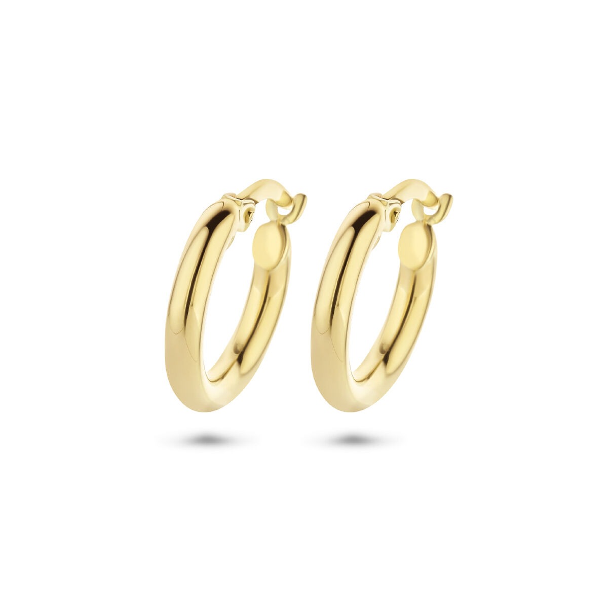 Boucles d'oreilles en or jaune 14 carats, de forme ronde et tubulaire.