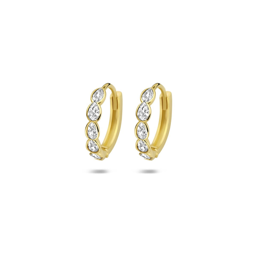 9k geelgouden klapoorringen met zirkonia – subtiele schittering in elegant design