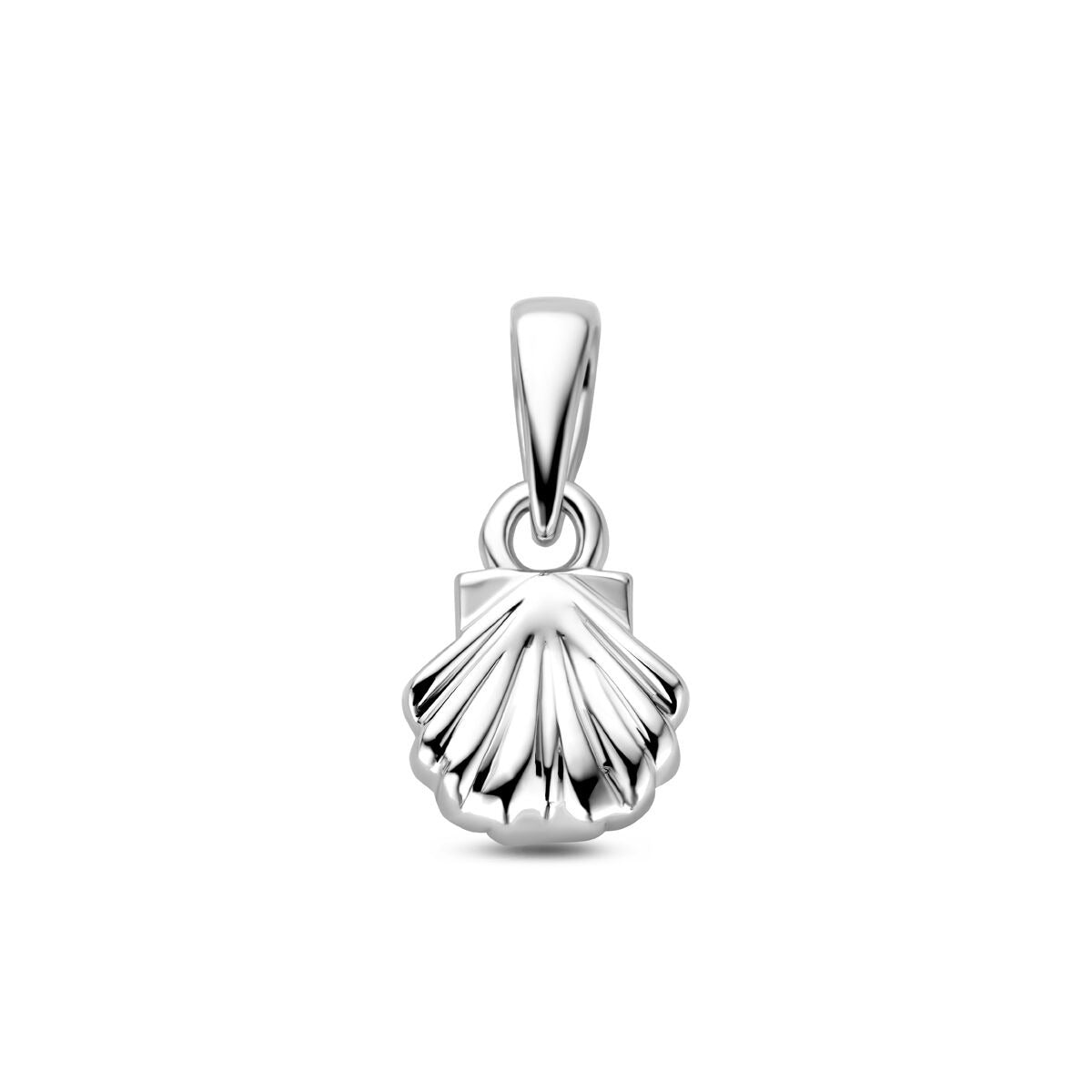 pendentif en forme de coquillage en argent rhodié 925, avec des détails en relief.