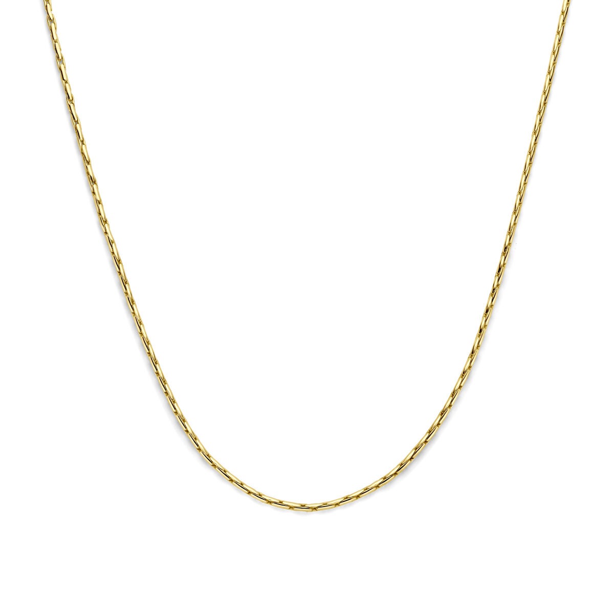 Collier gourmette en or jaune 14 carats avec cœur en argent, largeur de 2,8 mm.