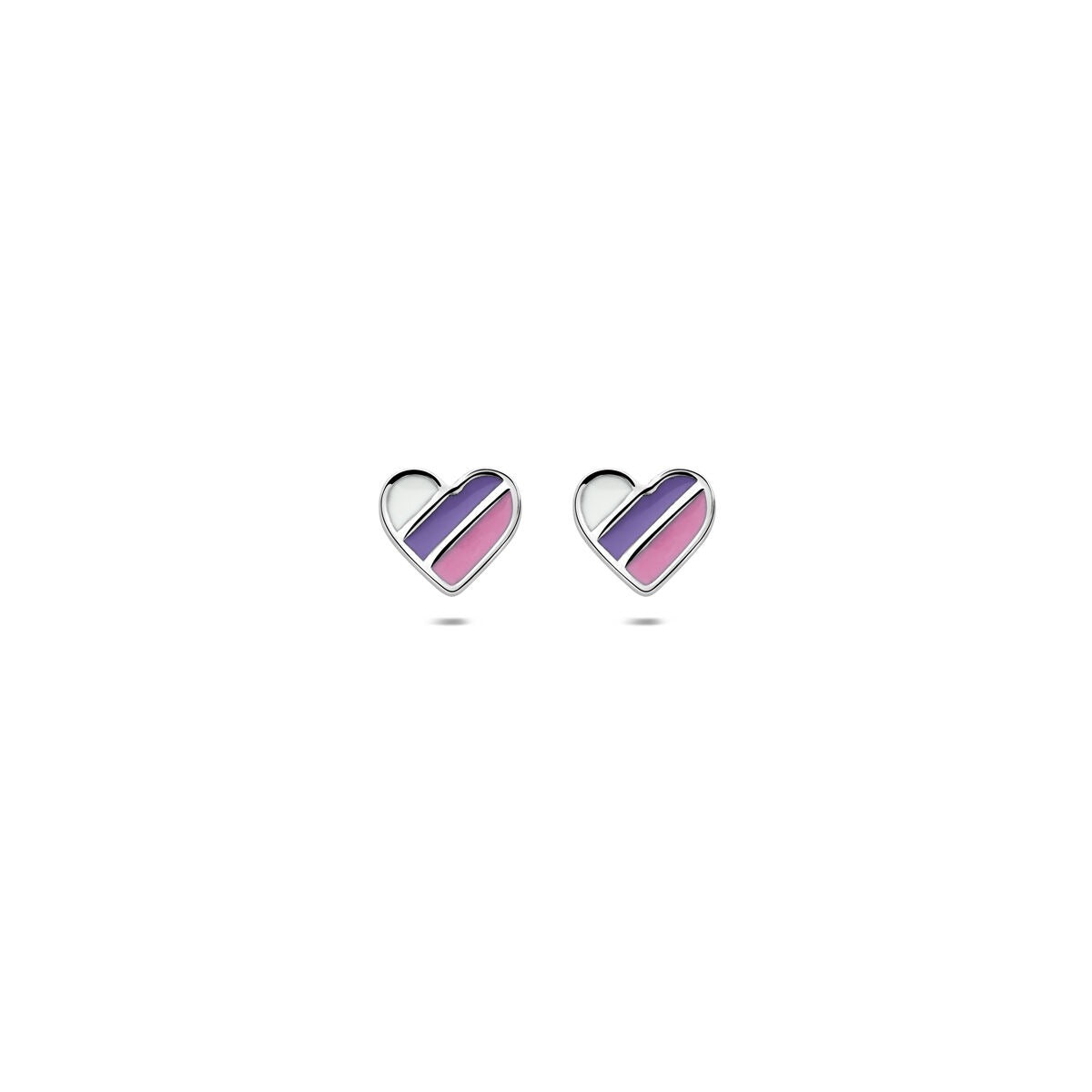 Puces d'oreilles en argent pour enfant – cœurs avec émail 5.5 mm