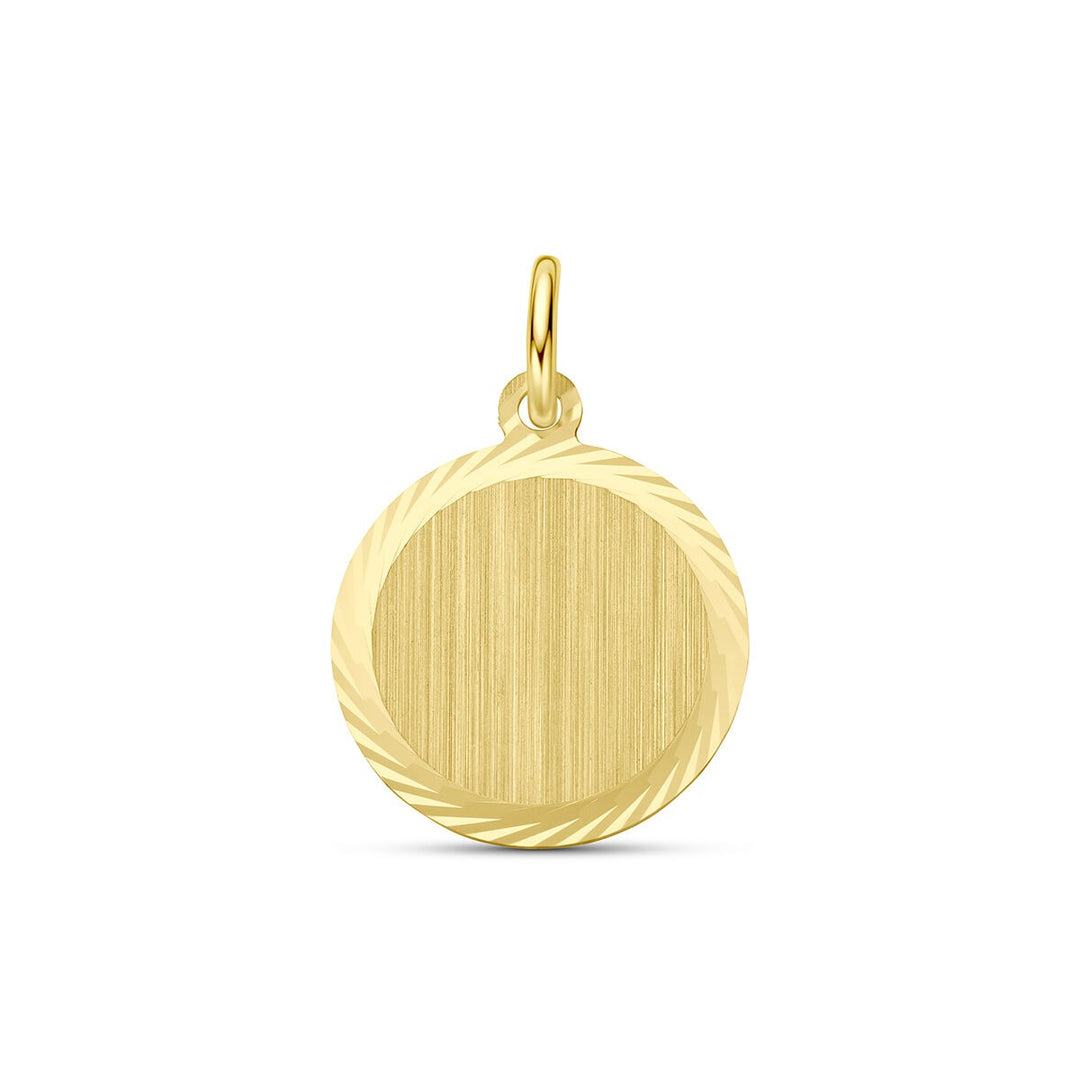 9k Geelgouden ronde graveerhanger