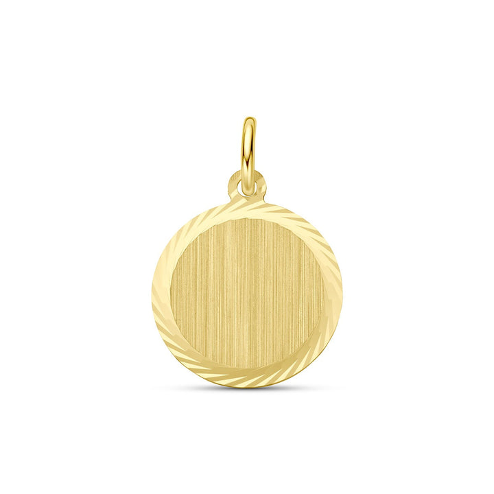 9k Geelgouden ronde graveerhanger