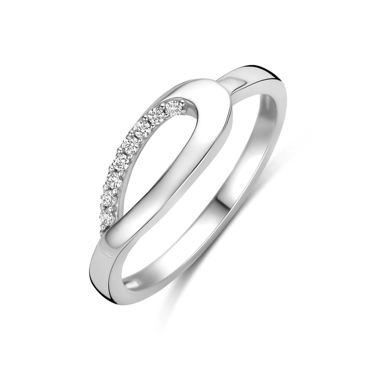 Gerhodineerd 925 zilveren ring met zirkonia