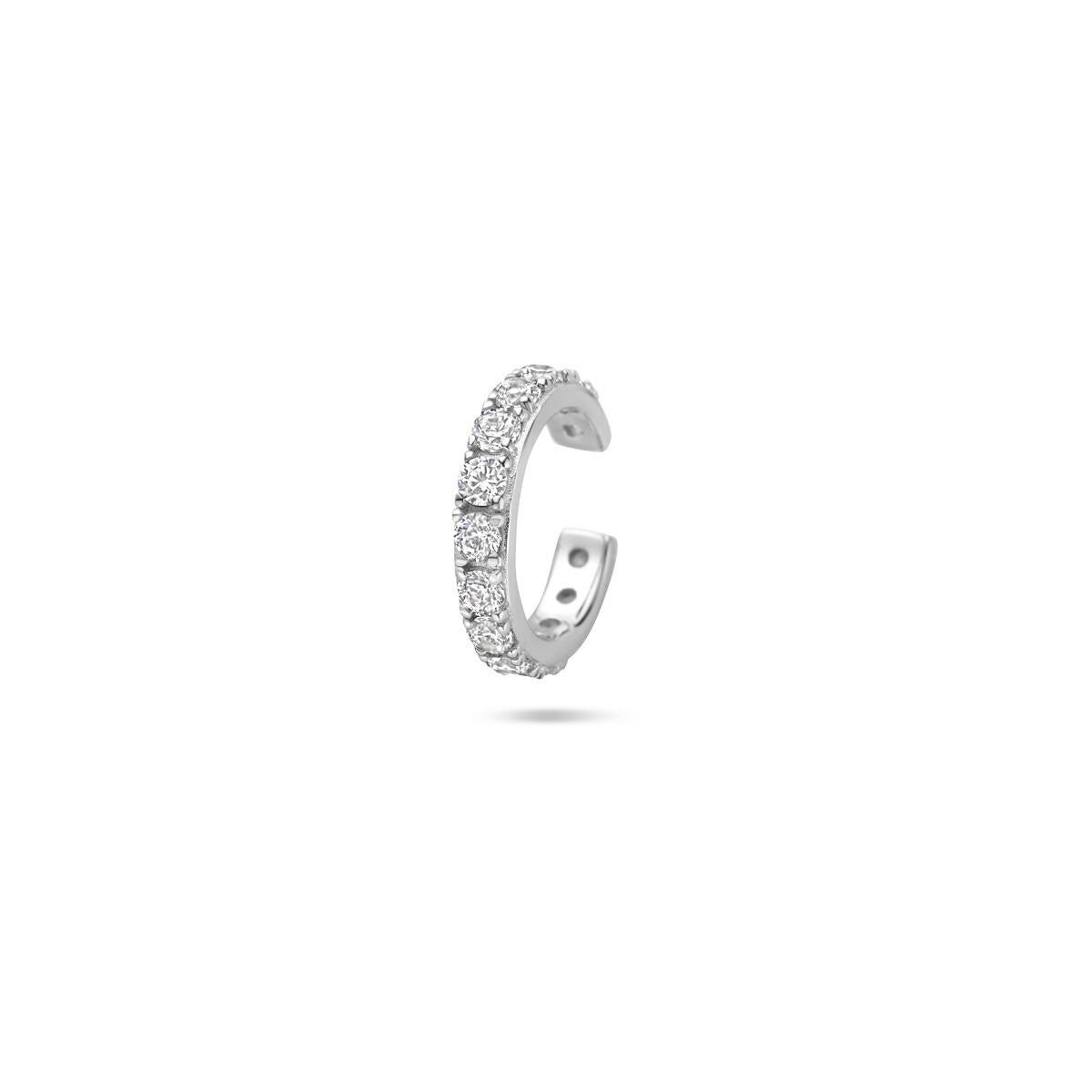 Ear cuff en argent rhodié avec zirconias, dimensions 12,5x2,5 mm.
