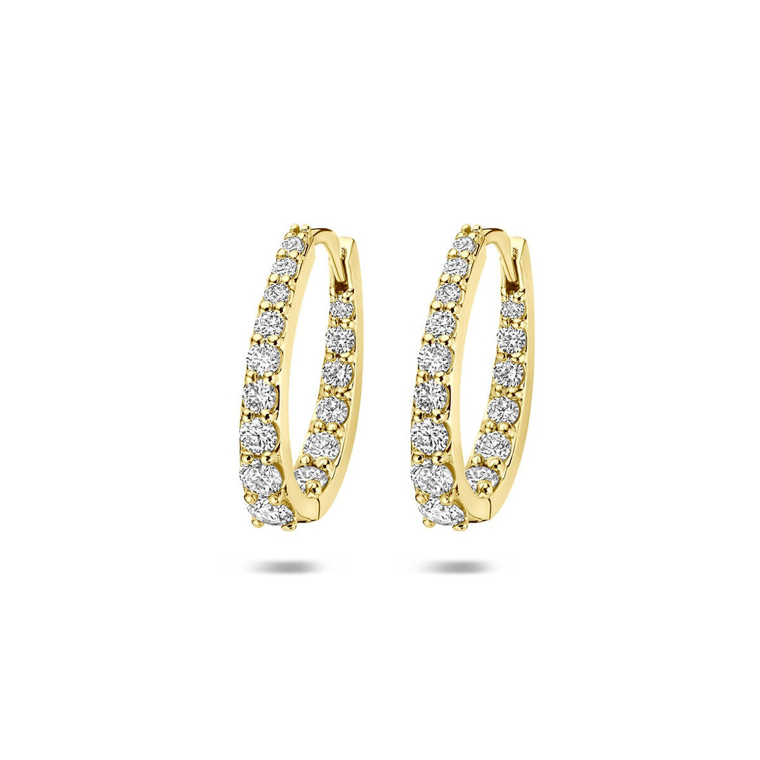 14k Geelgouden klapoorringen met lab grown diamant 0,95 ct