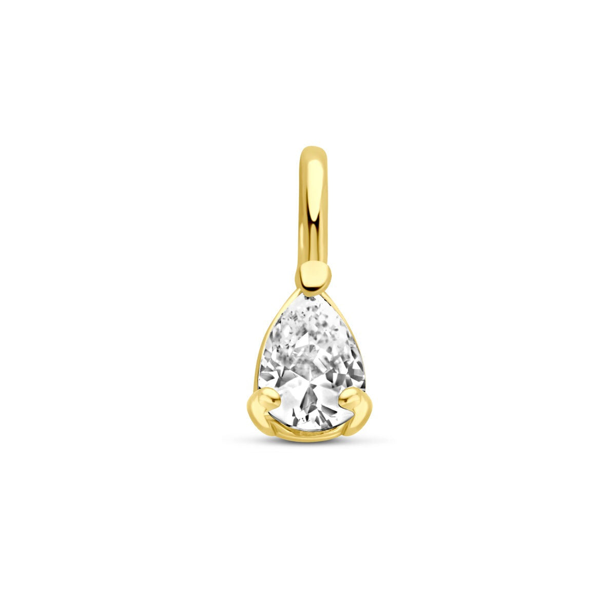 Pendentif en or jaune 14k avec zirconia taillée en poire de 8,5 x 3,5 mm.
