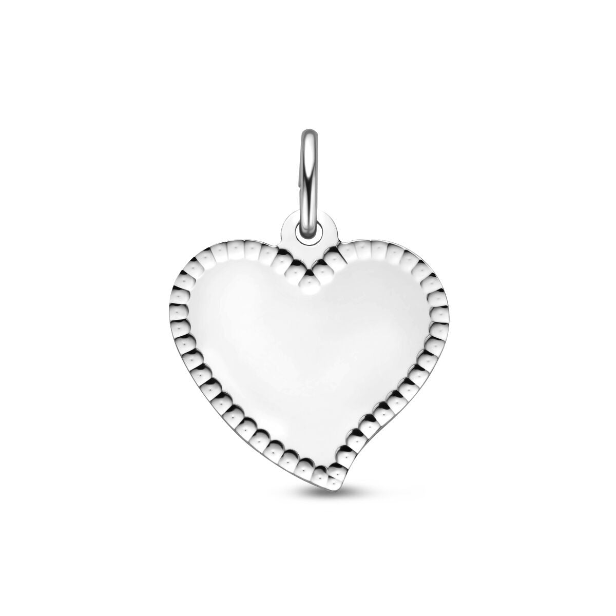 Pendentif en cœur en argent rhodié 925, avec un contour texturé.