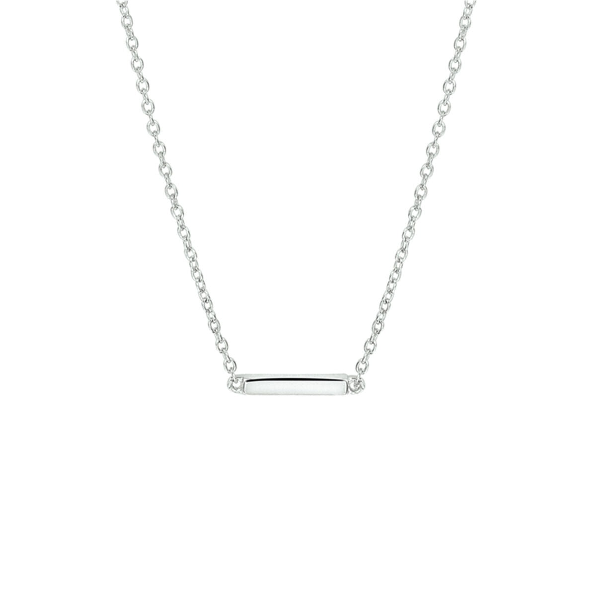 Collier en argent rhodié avec un pendentif en forme de barre.
