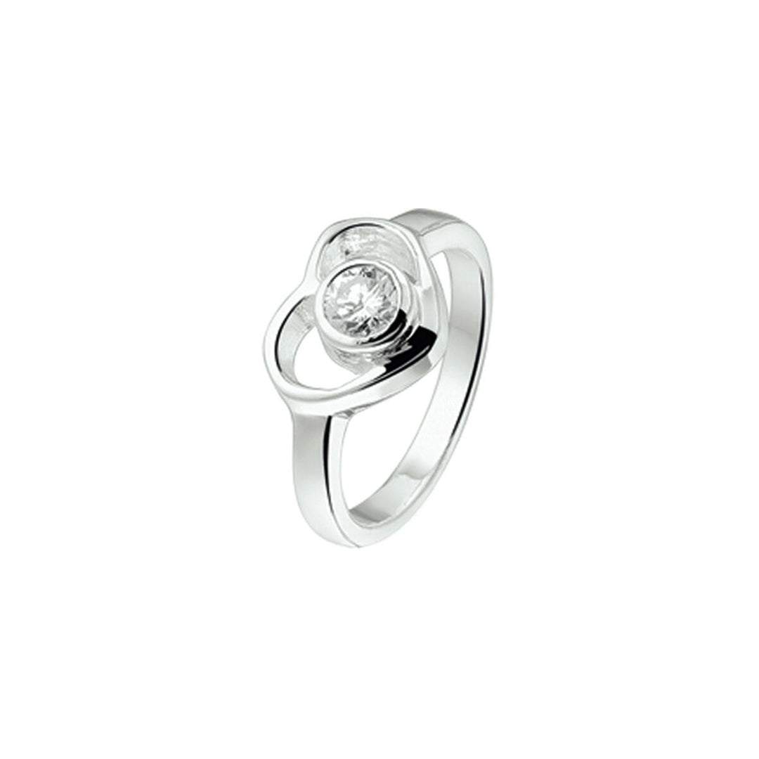 Zilveren Ring Hart met Zirkonia Gerhodineerd
