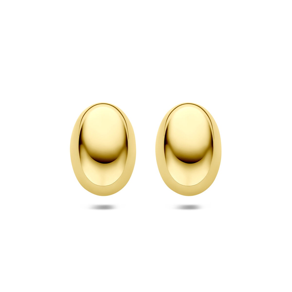 Boucles d'oreilles ovales en acier doré, 25 mm de diamètre.