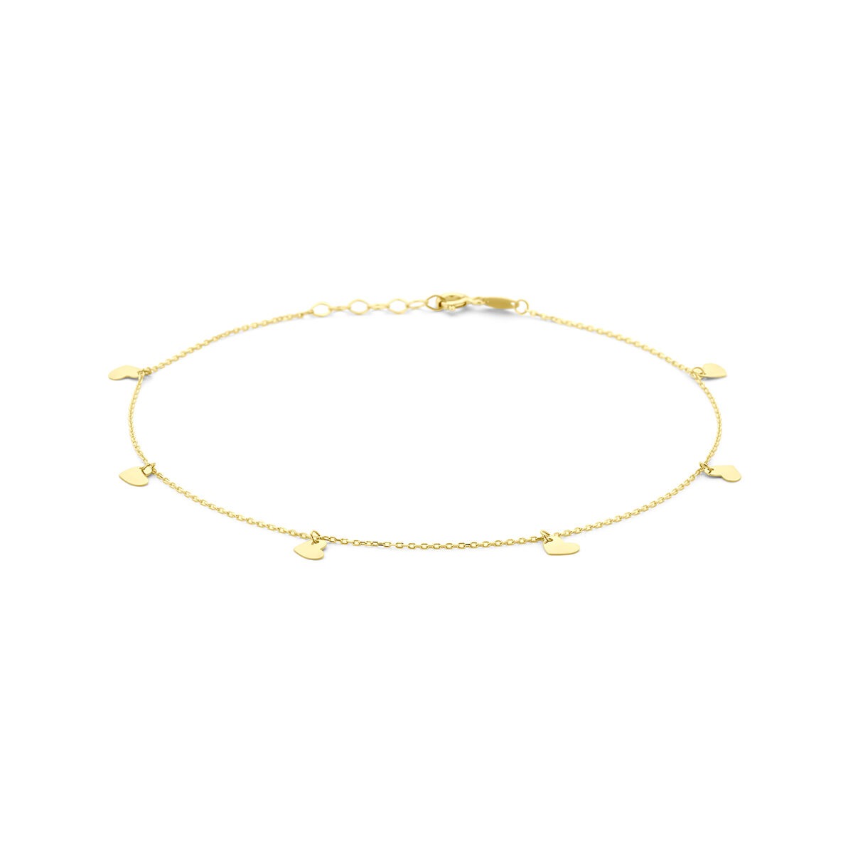 Bracelet en or jaune 9 carats avec des petits cœurs.