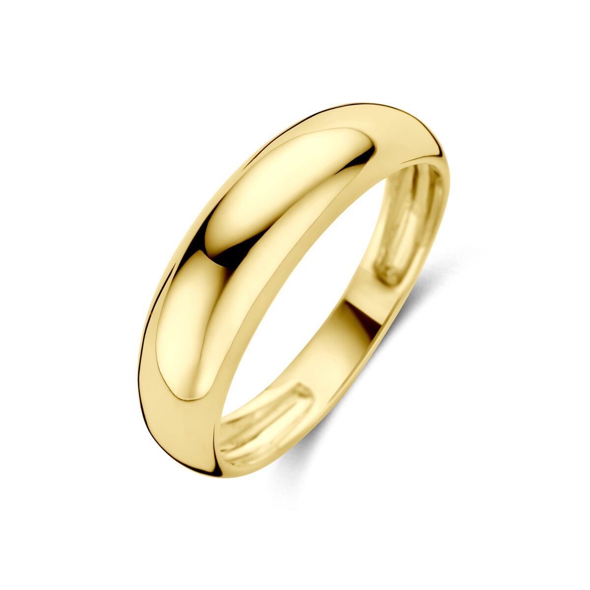Bague en or jaune de 14 carats, lisse et brillante, 5,5 mm de large.