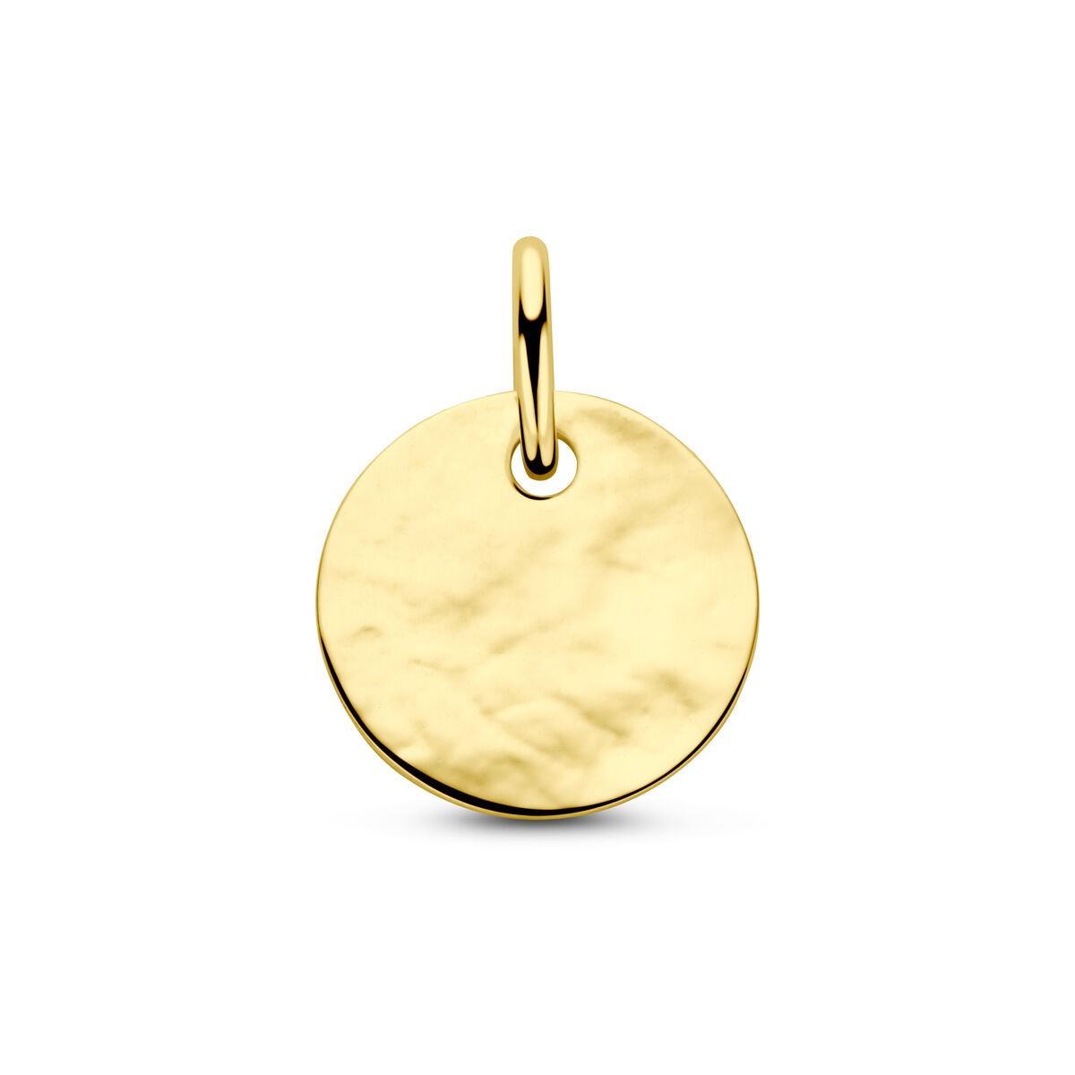 Pendentif rond en or jaune 14 carats avec finition polie.