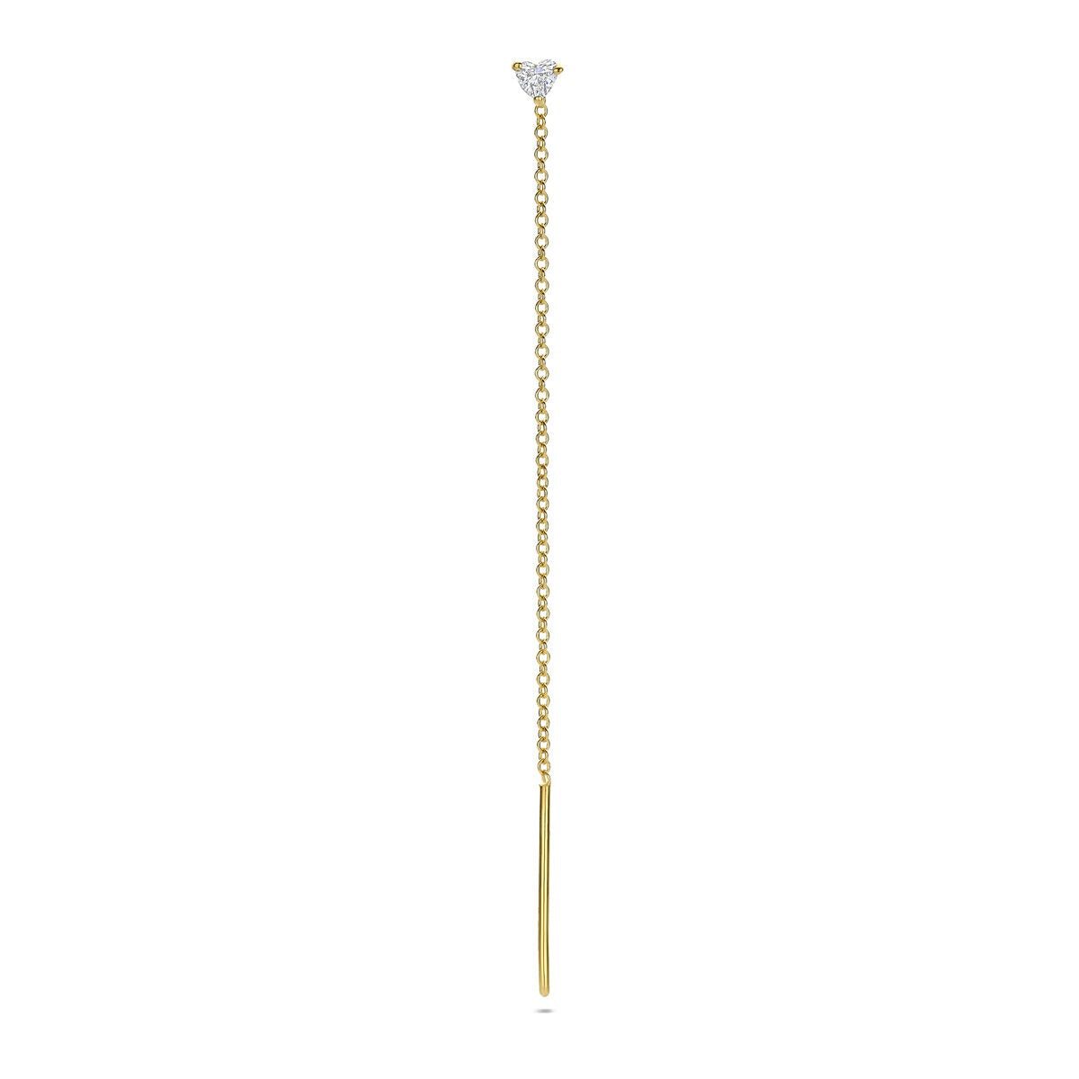 Boucles d'oreilles pendantes en or jaune 14k avec diamant en forme de cœur