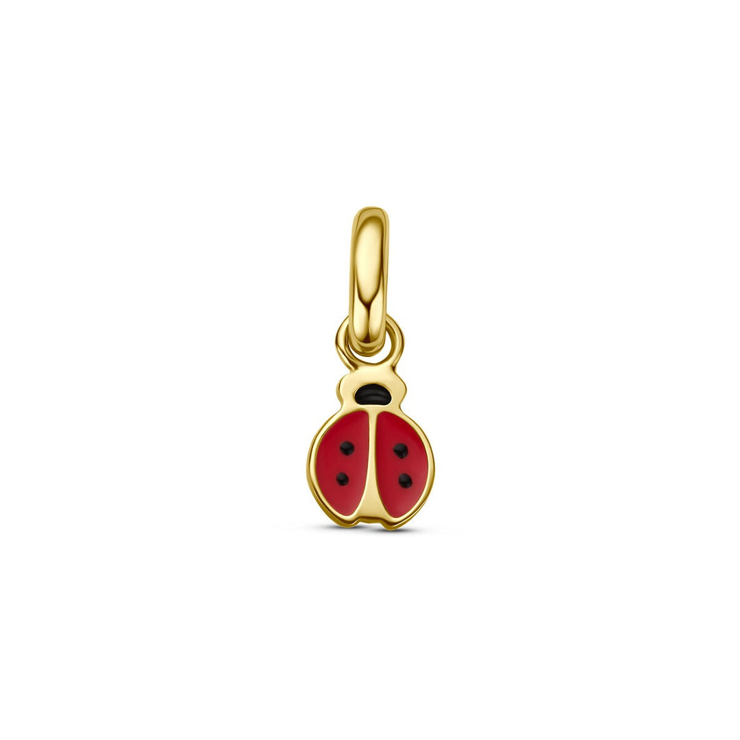 14k Geelgouden lieveheersbeestje hanger met emaille