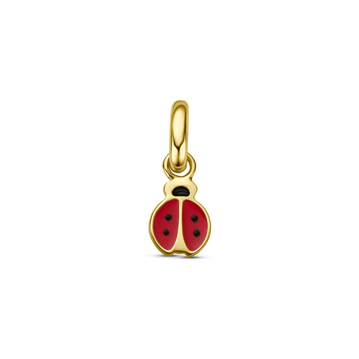 14k Geelgouden lieveheersbeestje hanger met emaille