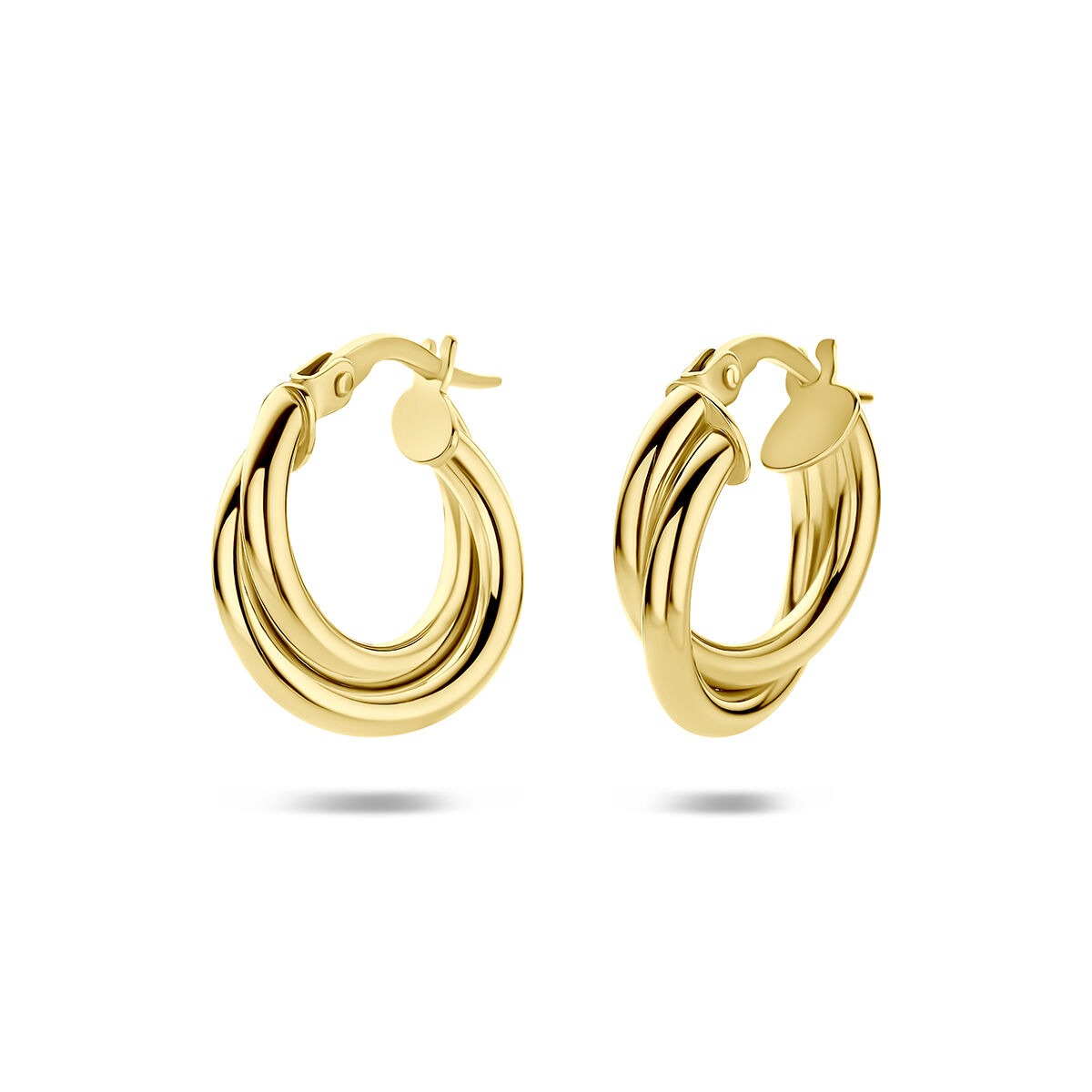 Créoles en or jaune 14k 4 mm pour femme à fermoir à charnière