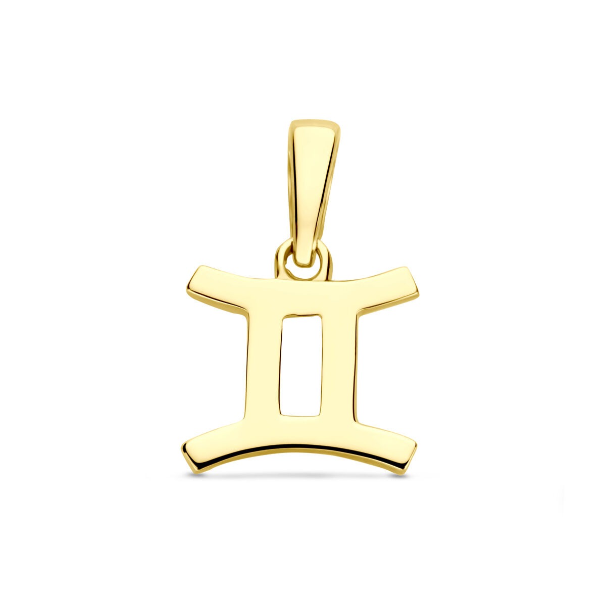 Pendentif en or jaune 14 carats représentant le signe des Gémeaux.