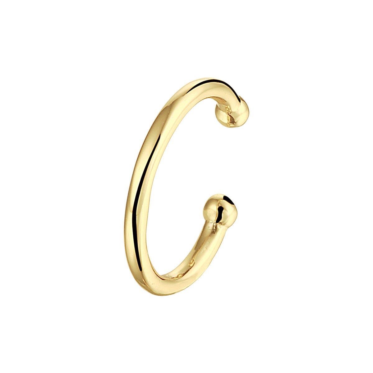 Ear cuff en argent doré avec un design moderne et des extrémités arrondies.