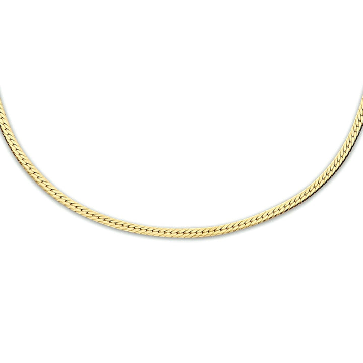 Goudkleurige slangcollier op zilver