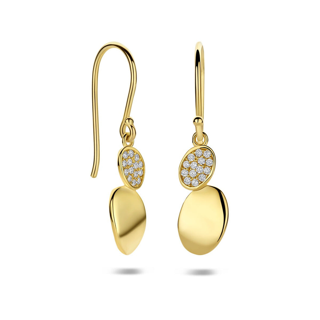 9k Geelgouden oorhangers met zirkonia