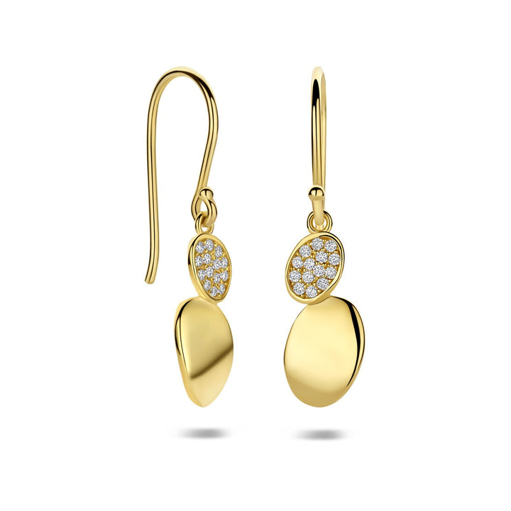 9k Geelgouden oorhangers met zirkonia